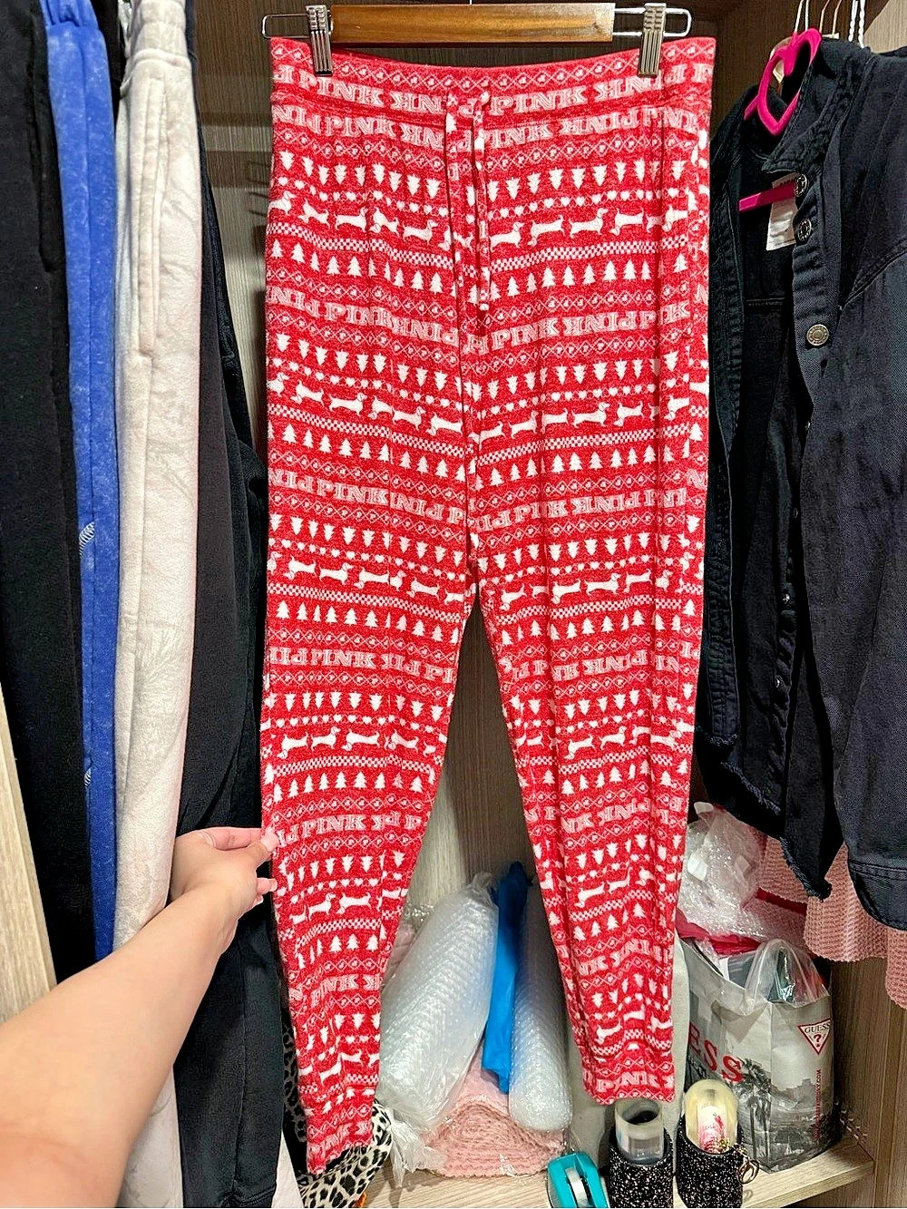 PINK Red & White Printed Sleepwear